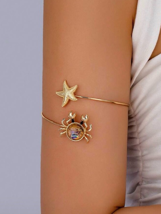 Anthropologie Jewelry - Anthropologie Gold Starfish and Crab Cuff Bracelet - Gold